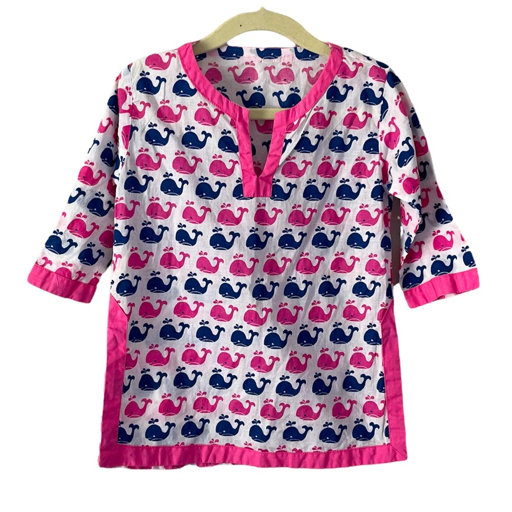 Pottery Barn Kids Blue/Pink Whale Swim Cover Up Size 12-18